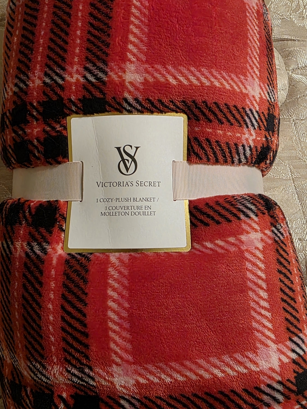 Victoria's Secret Cozy Plush Red Plaid Blanket